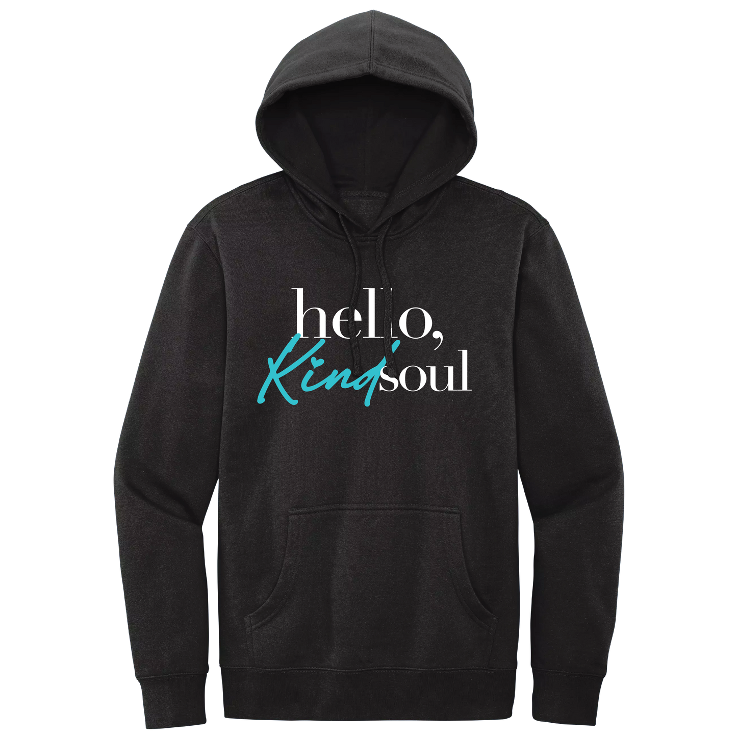 Hello, Kind Soul Hoodie - Black - Blue Heart